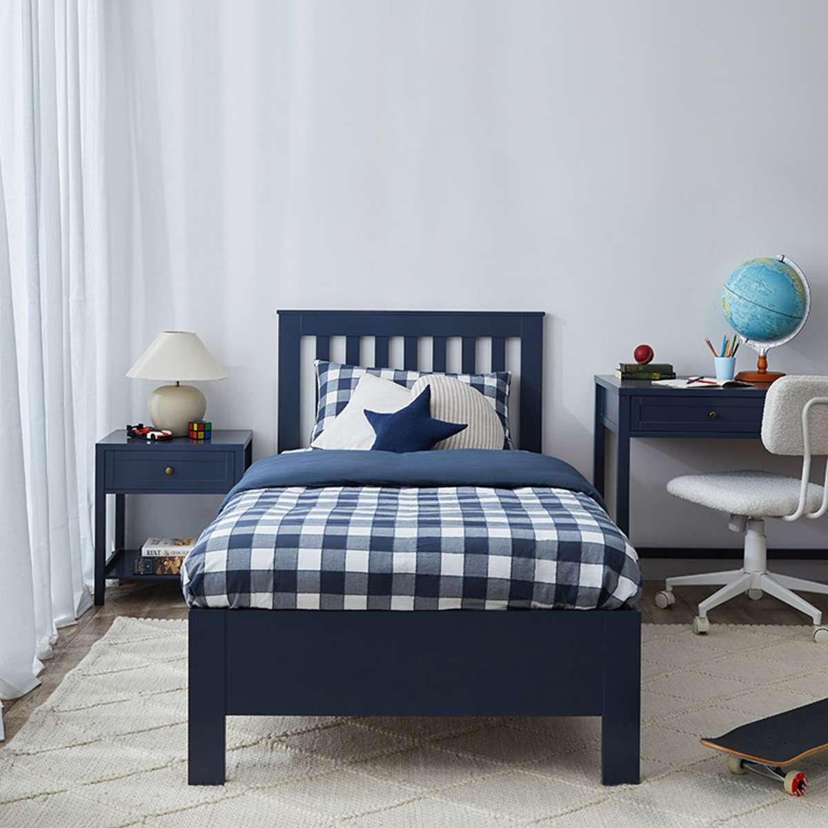 Hamptons King Single Bed - Midnight - Mocka Australia