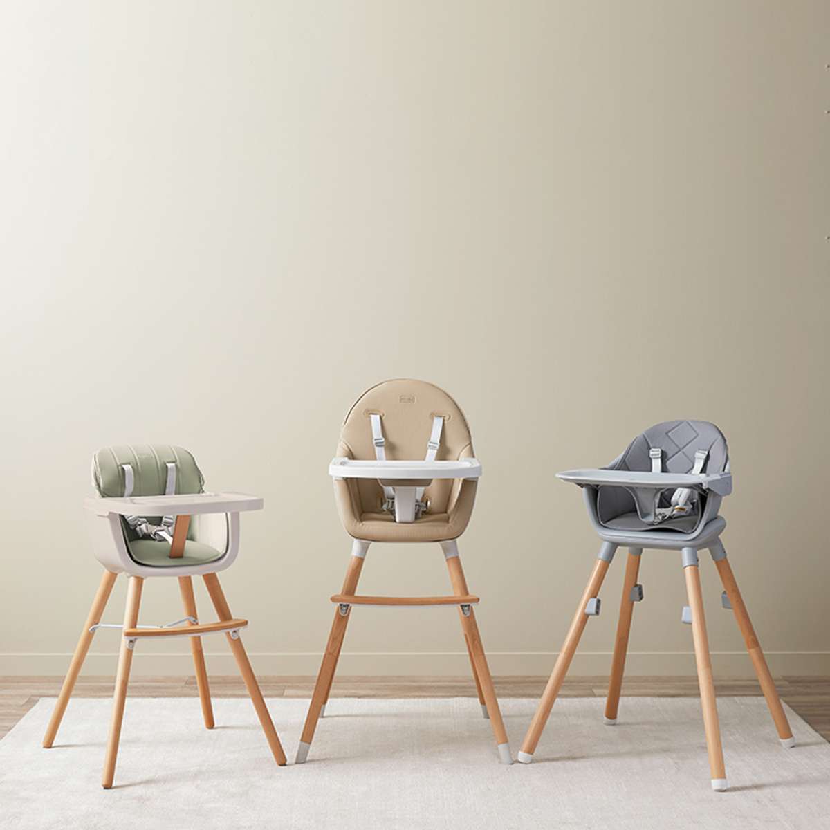 Jenson Natural Highchair - Sage Green