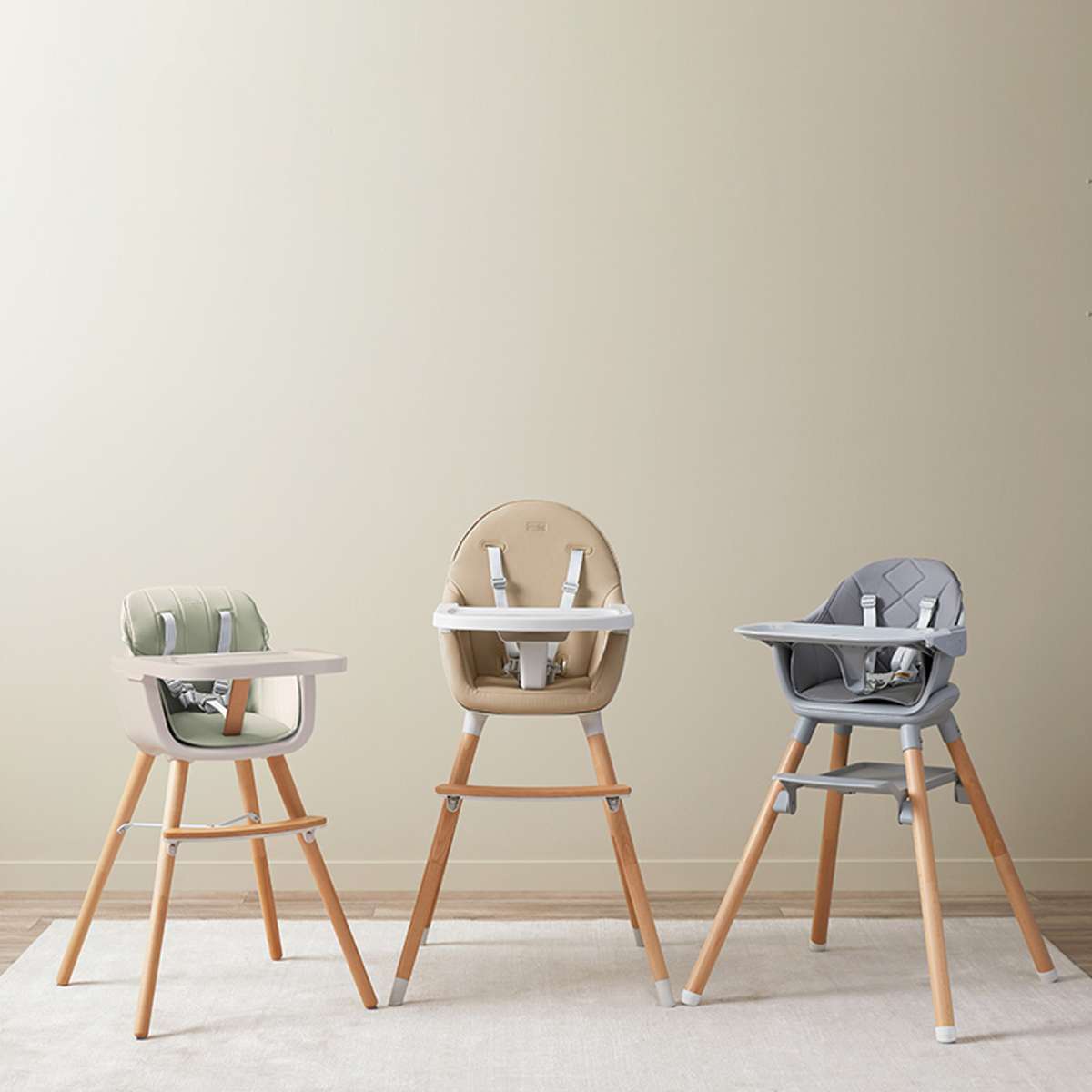 Jenson Natural Highchair - Sage Green