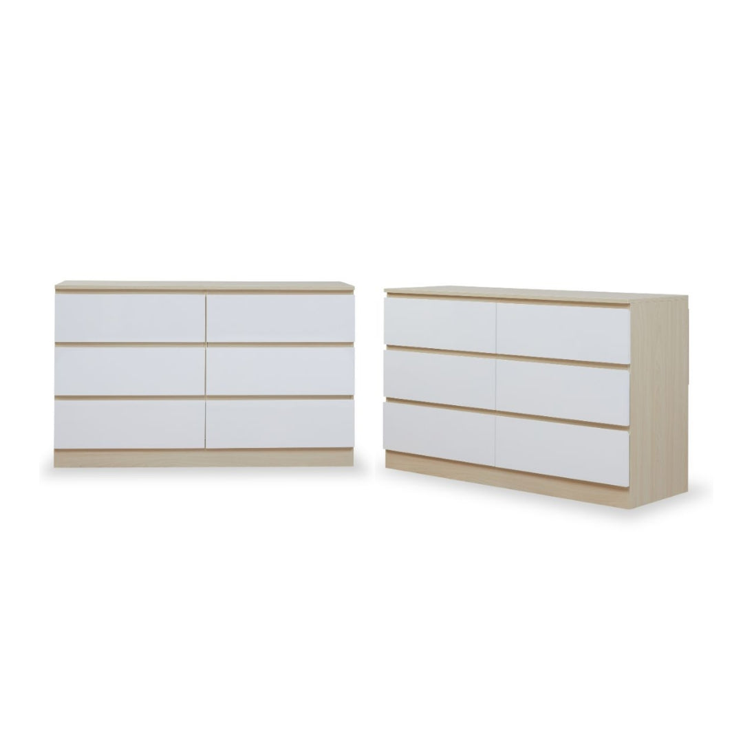 Jolt Six Drawer - Wide - Natural/White Bundle - Mocka Australia