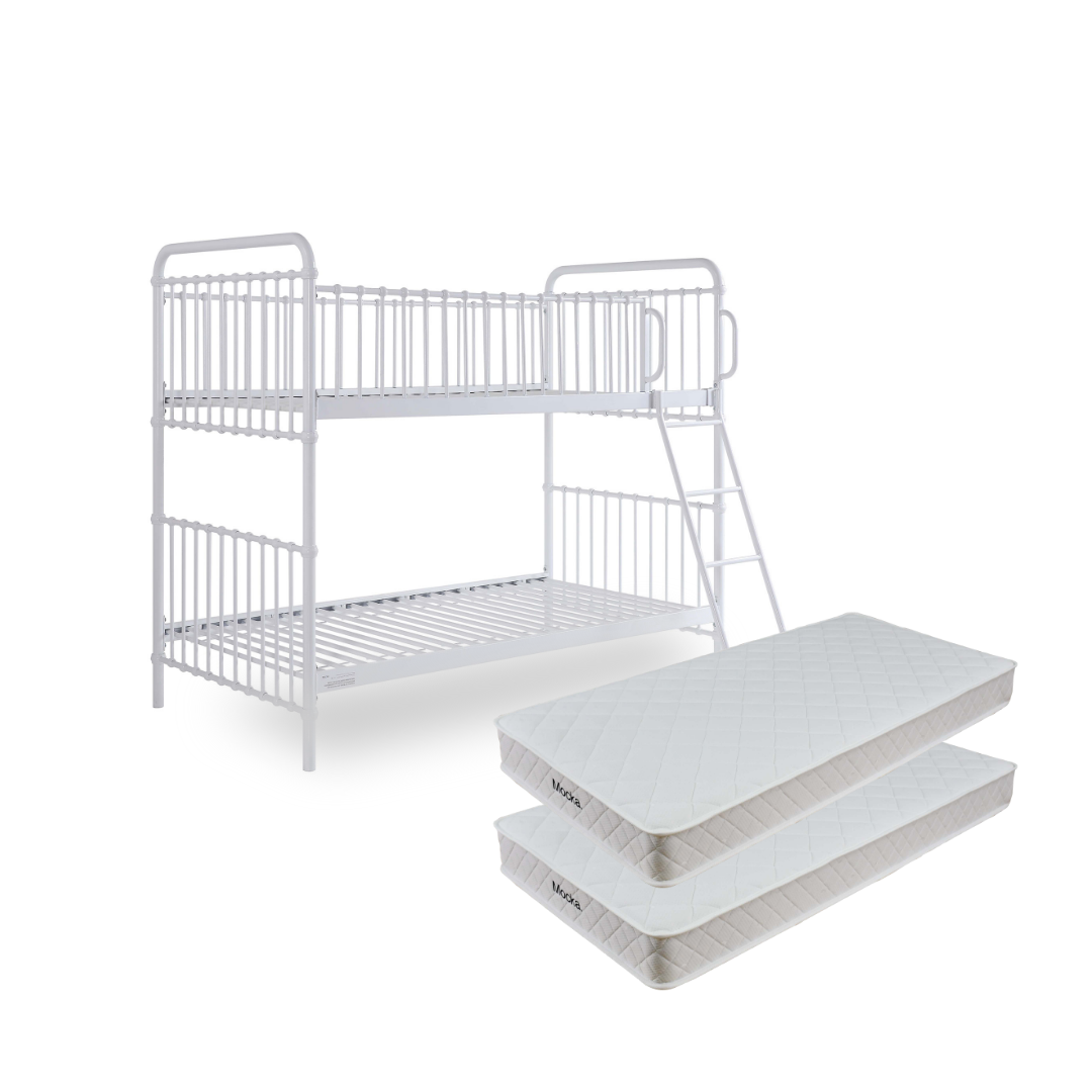 Sonata White Bunk Bed Mattress Bundle