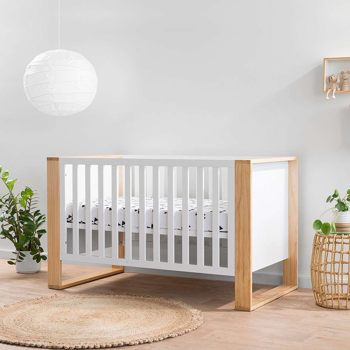 Boston Contemporary Cot - White/Natural