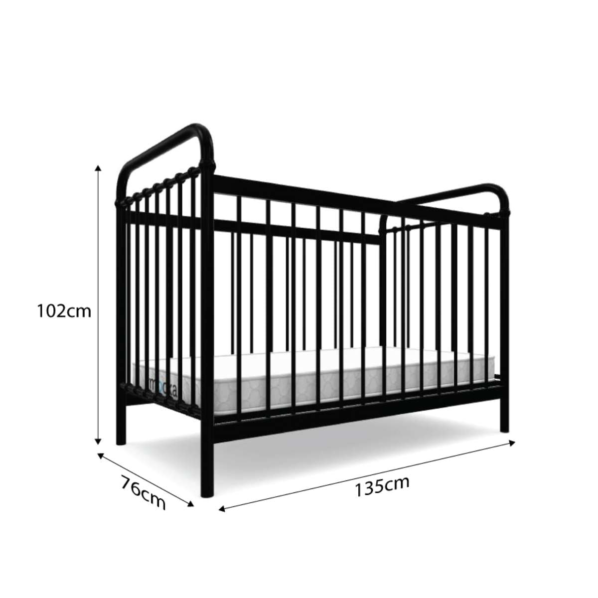 Sonata Black 3-in-1 Cot Conversion Bundle - Mocka Australia