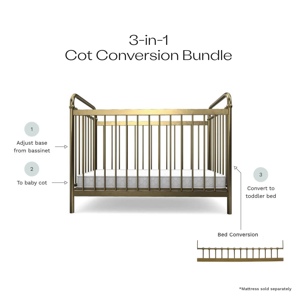 Sonata Bronze 3-in-1 Cot Conversion Bundle - Mocka Australia