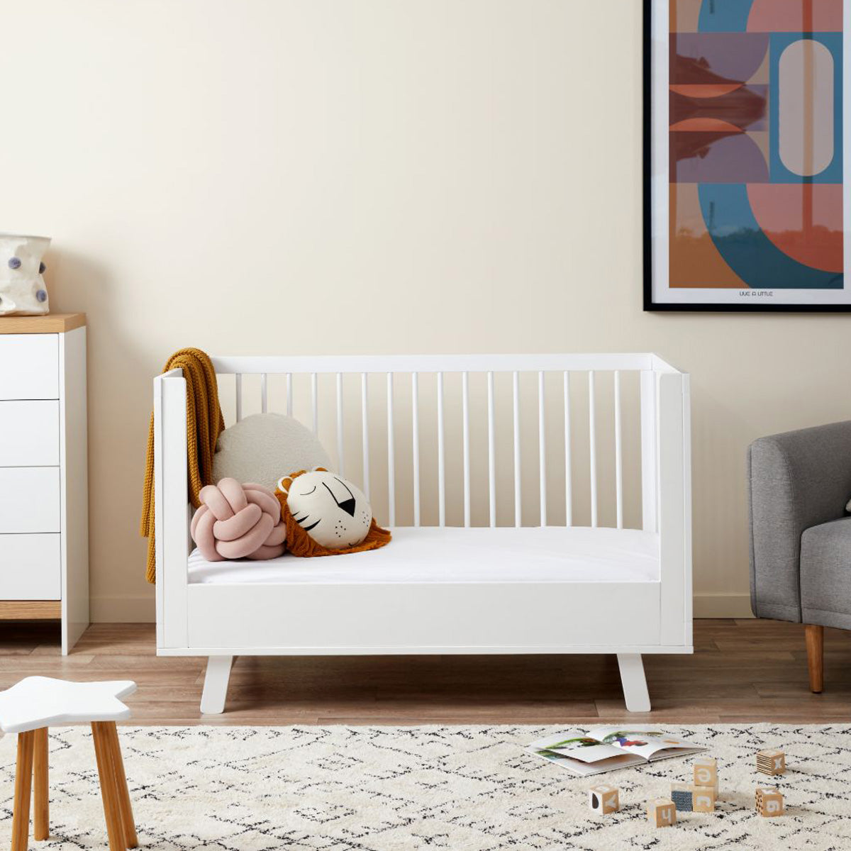 Aspen Cot Toddler Bed Conversion - White - Mocka Australia