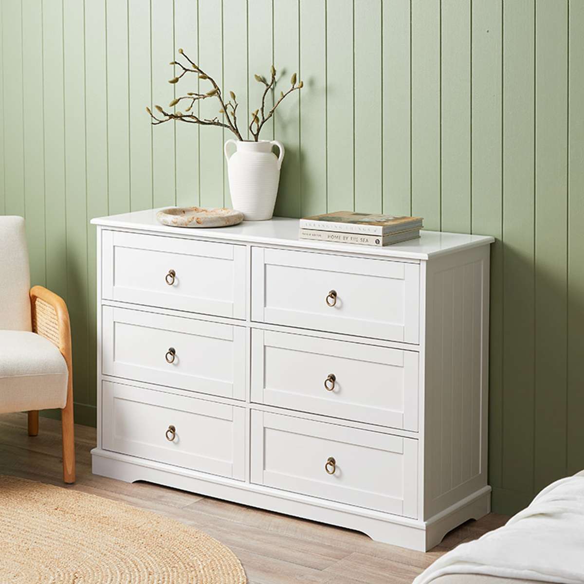 Hamptons Six Drawer - Wide