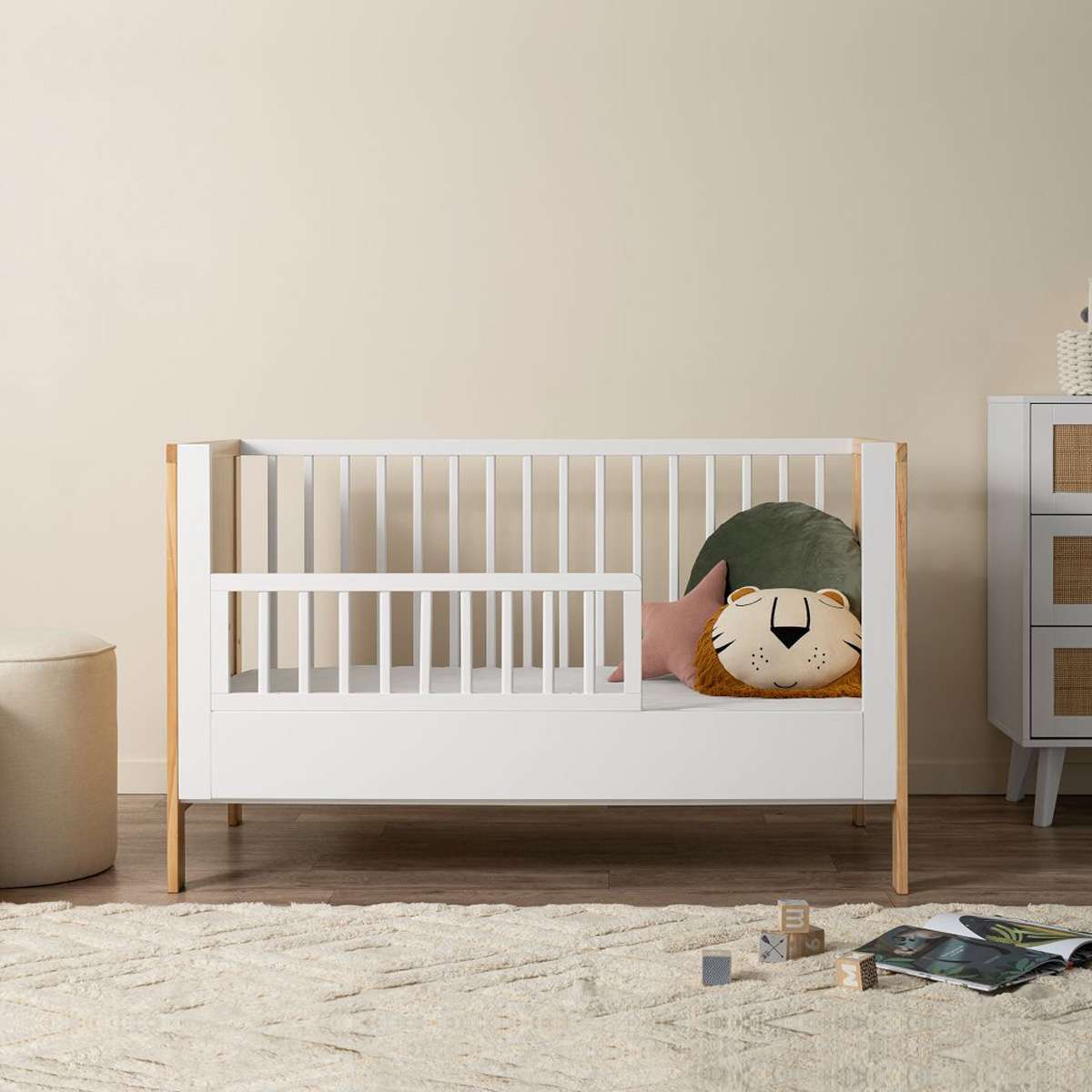 Aspiring White/Natural 3-in-1 Cot White Conversion Bundle - Mocka Australia