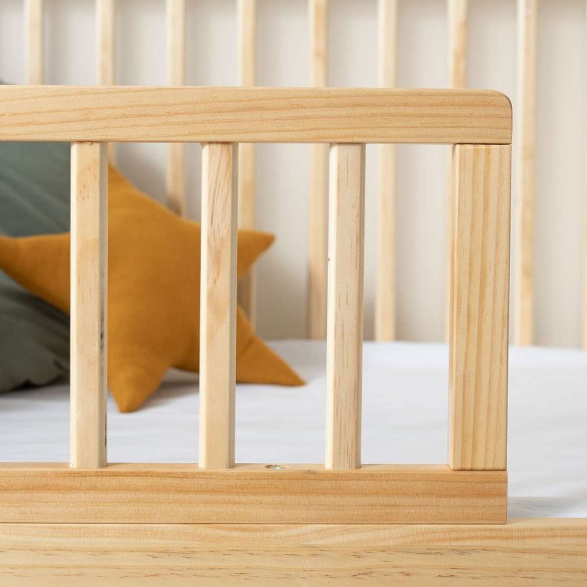 Cot Toddler Bed Natural Wood Half Frame Design