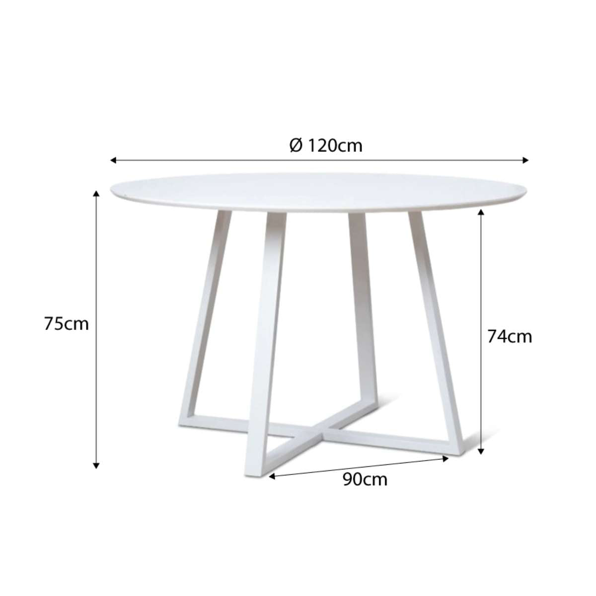 Size of 4 seater round dining table sale