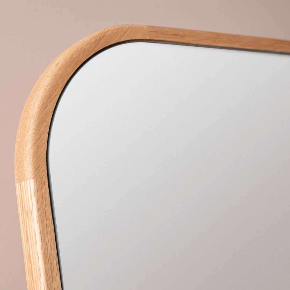 Ola Full Length Curved Rectangle Oak Mirror