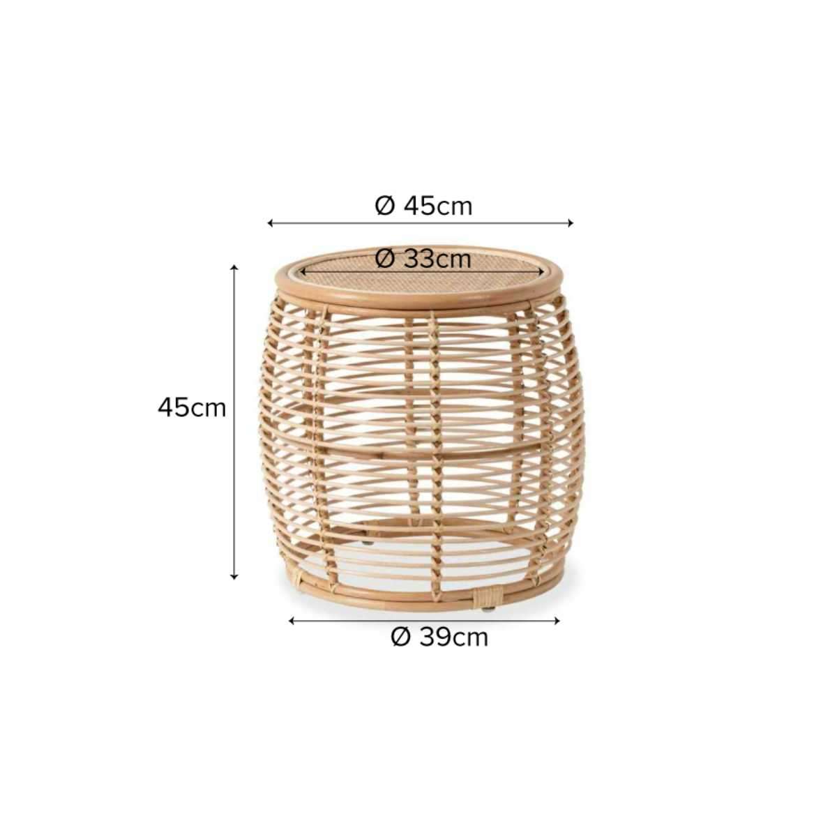 Venice Rattan Drum Side Table - Mocka Australia