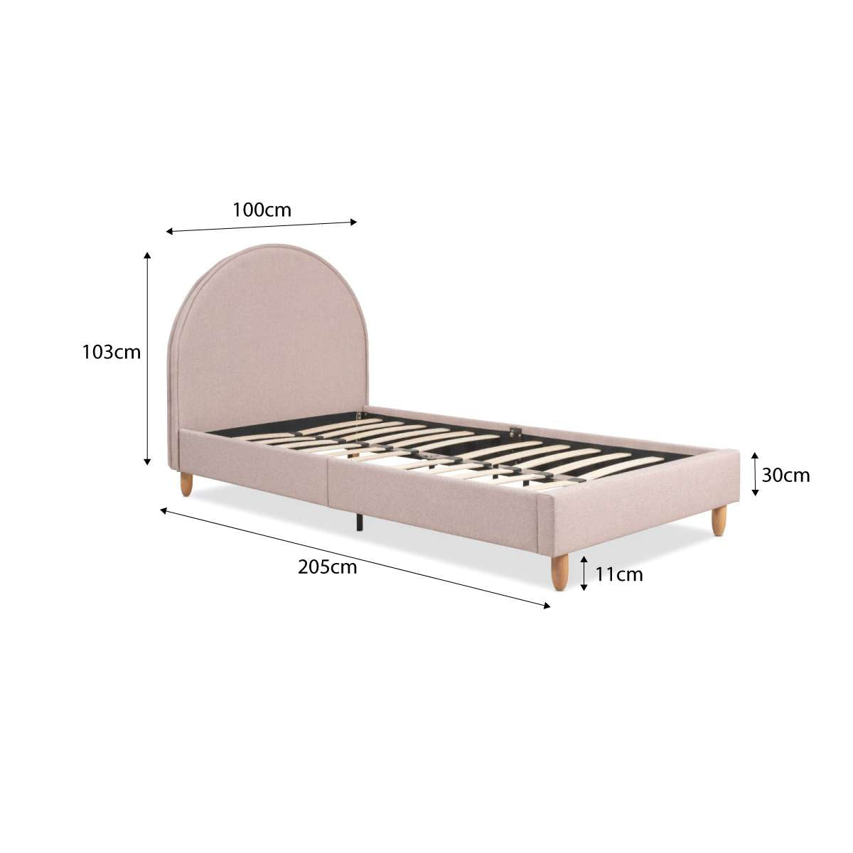 Imogen Single Bed - Dusty Pink