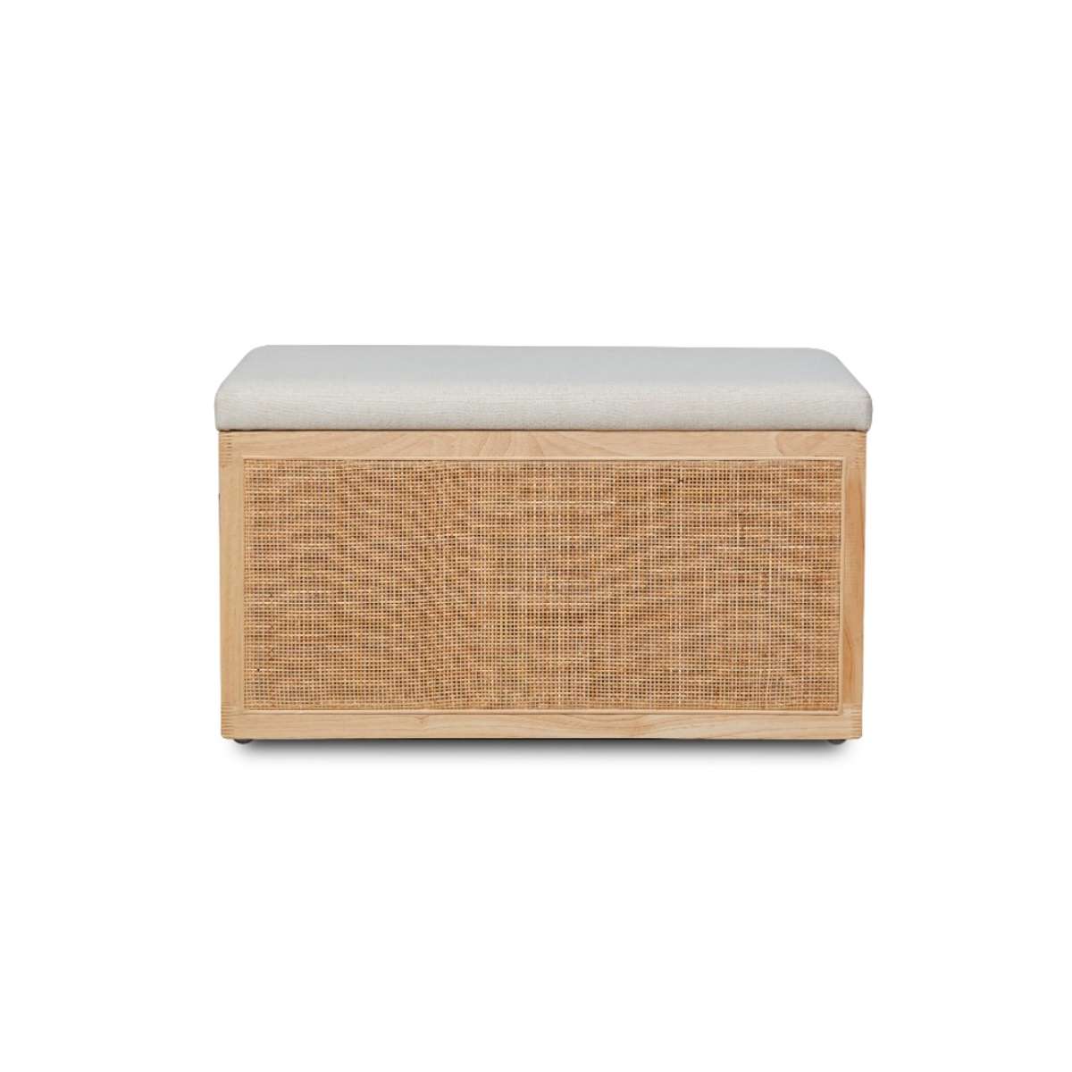 Rattan and Linen Look Storage Box - Natural