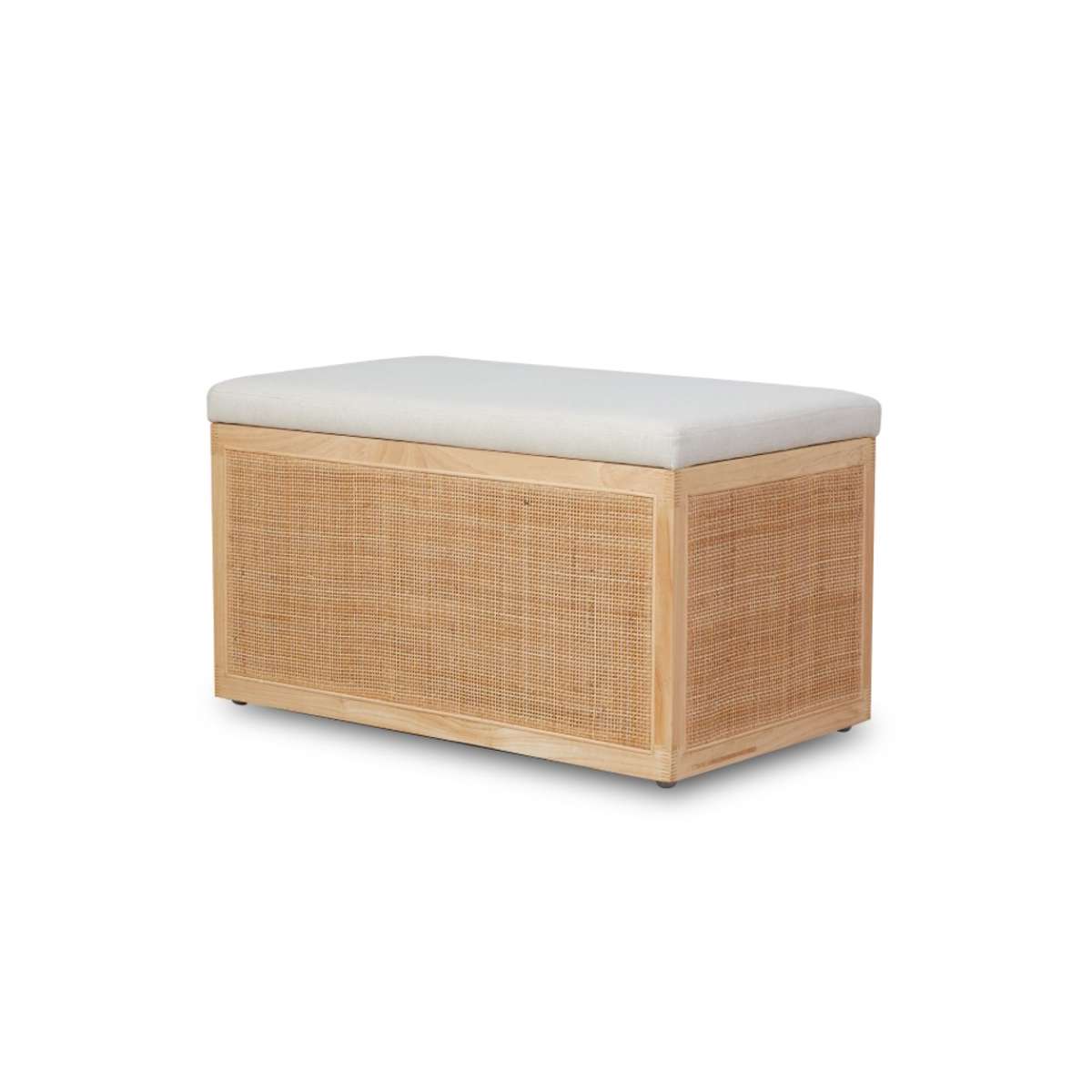 Rattan and Linen Look Storage Box - Natural