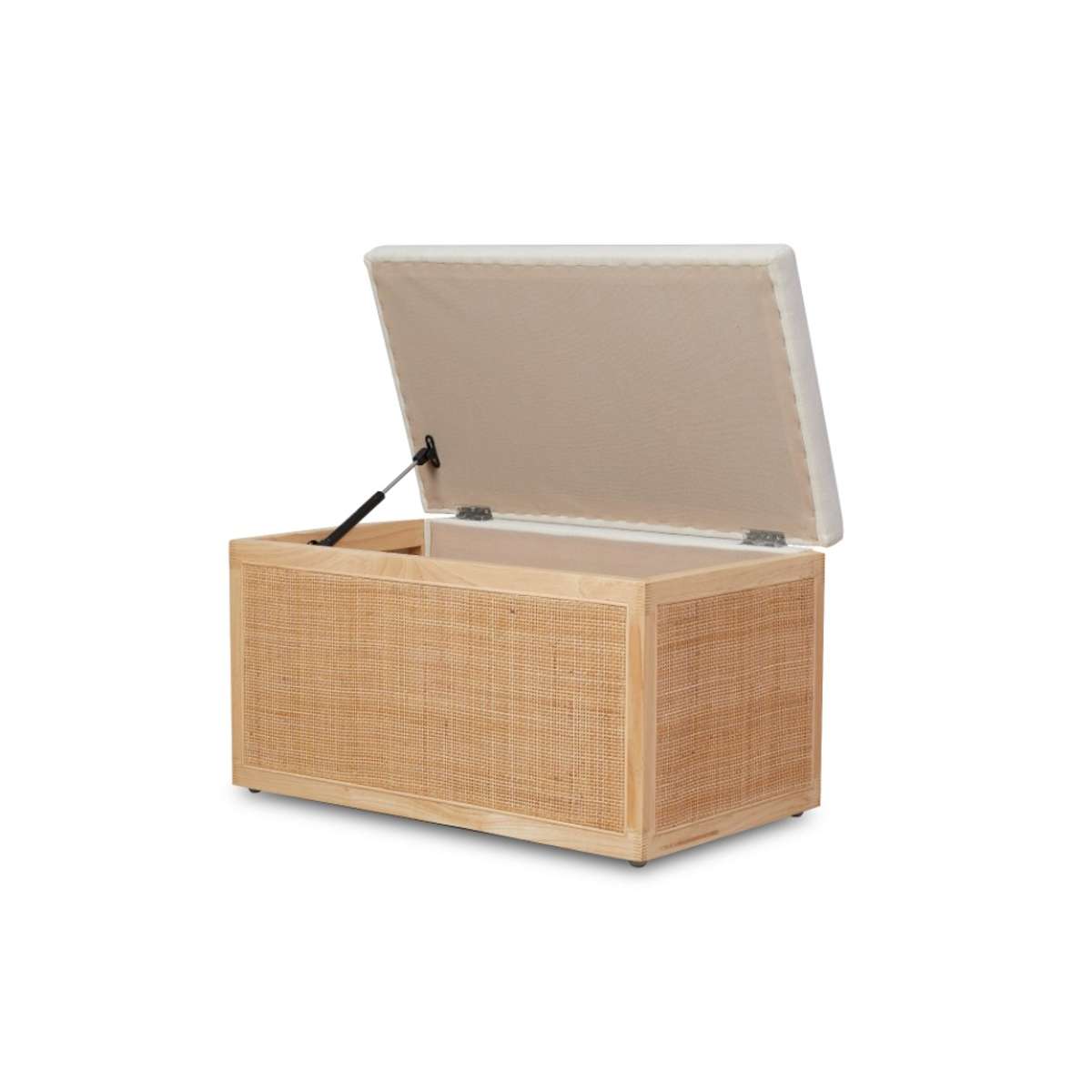 Rattan and Linen Look Storage Box - Natural