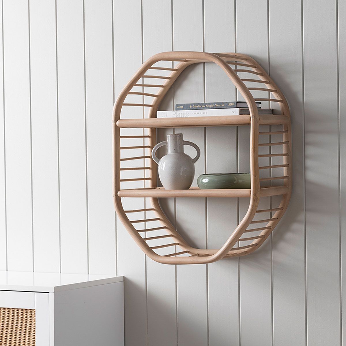 Marvin Rattan Hexagonal Wall Shelf - Mocka Australia