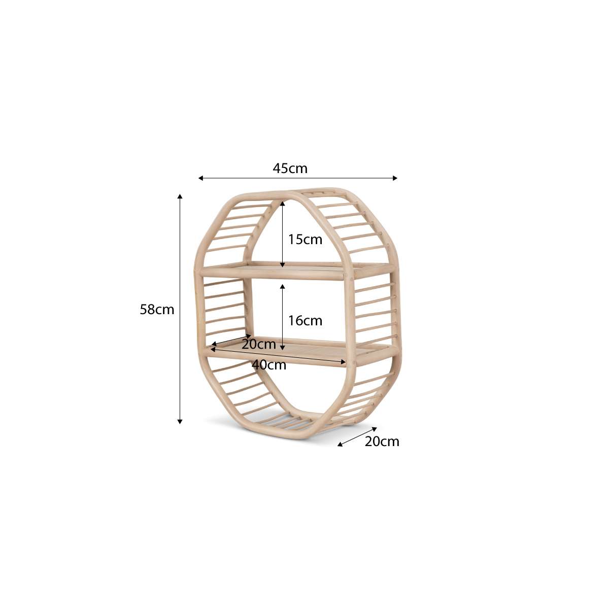 Marvin Rattan Hexagonal Wall Shelf - Mocka Australia