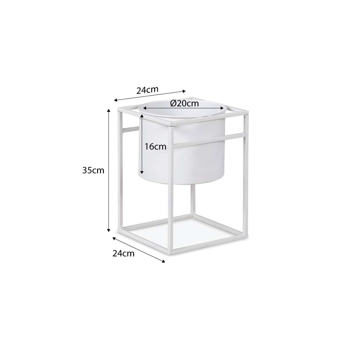 Brent Metal Plant Stand White - Short - Mocka Australia