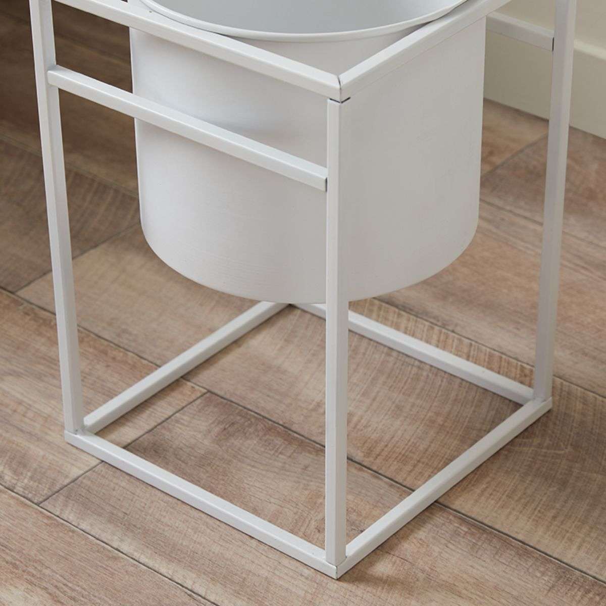 Brent Metal Plant Stand White - Short - Mocka Australia