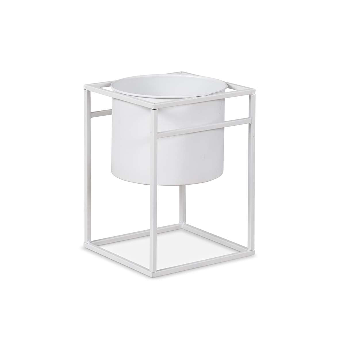 Brent Metal Plant Stand White - Short - Mocka Australia