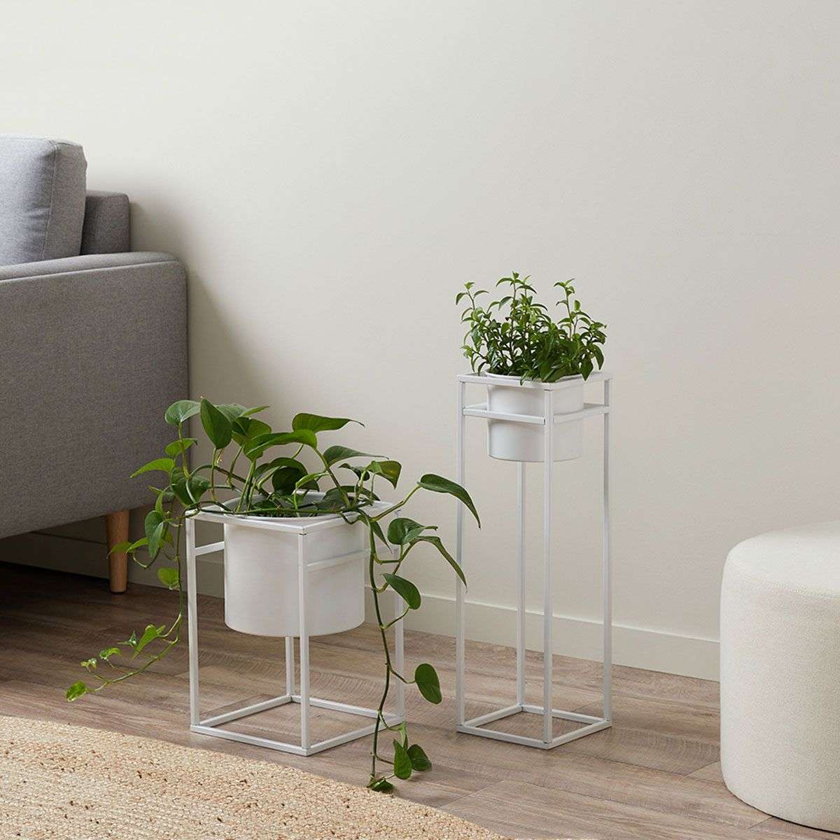 Brent Metal Plant Stand White - Tall - Mocka Australia