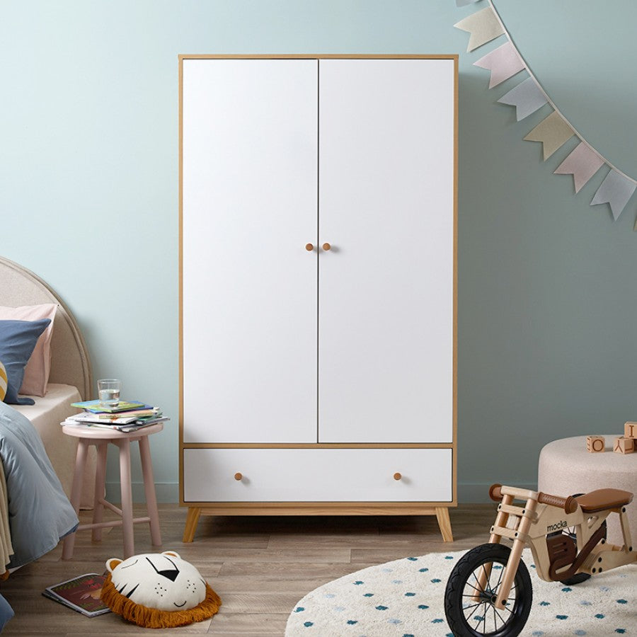 Aspen Wardrobe - White/Natural - Mocka Australia