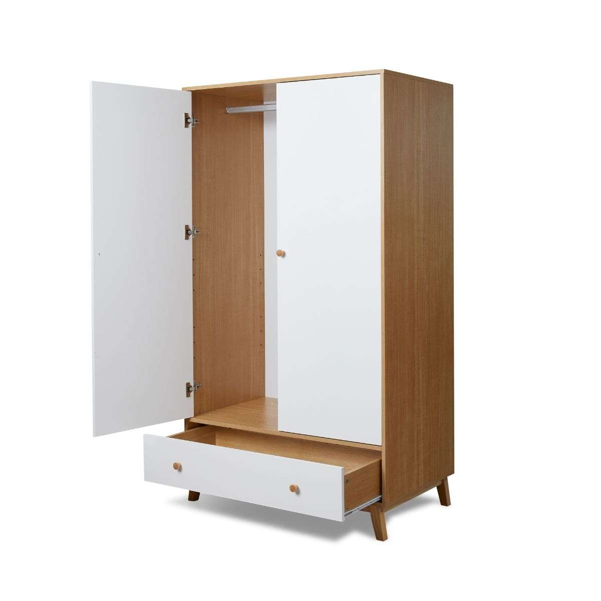 Aspen Wardrobe - White/Natural - Mocka Australia