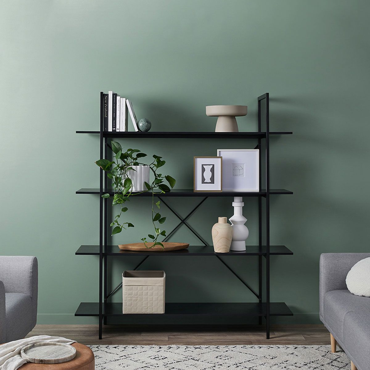 Porto Bookcase - All Black - Mocka Australia