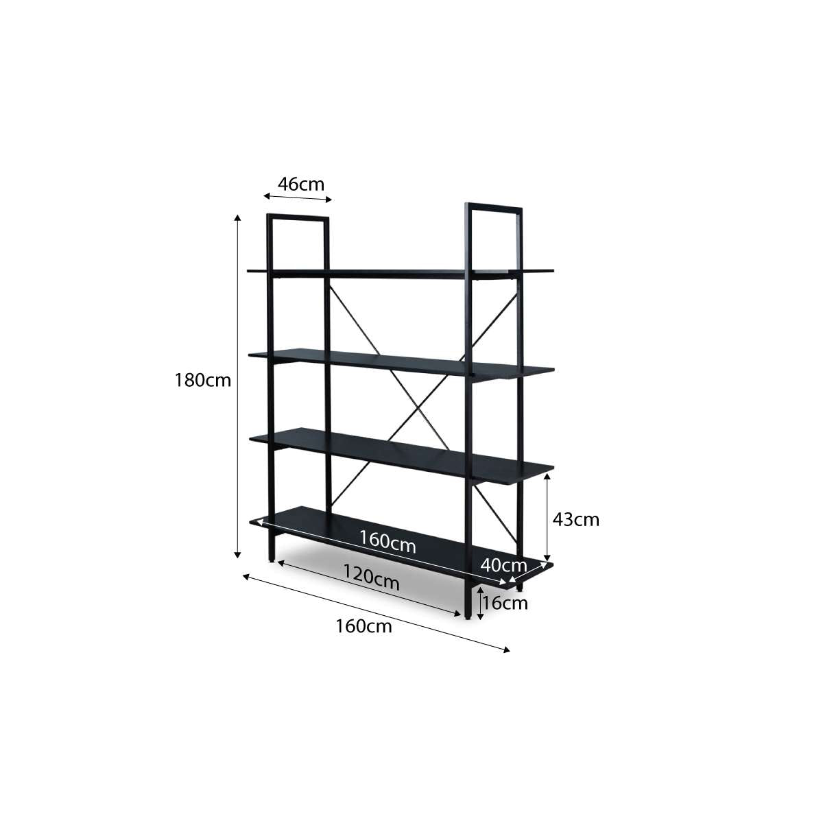 Porto Bookcase - All Black - Mocka Australia