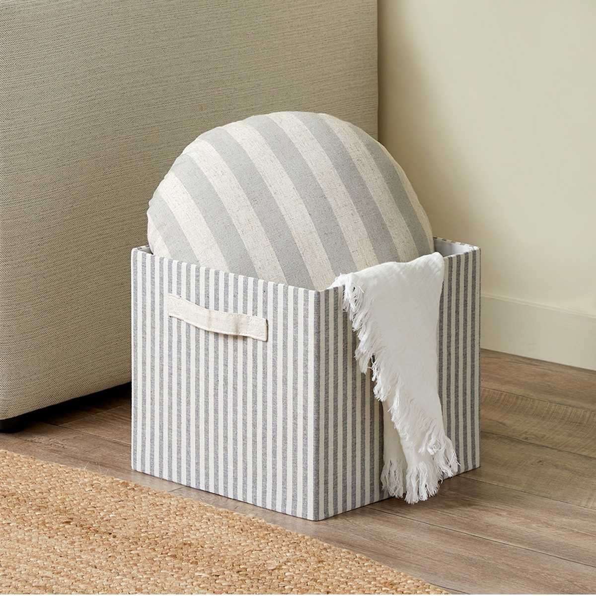 Hamptons Stripe Cube Basket - Mocka Australia