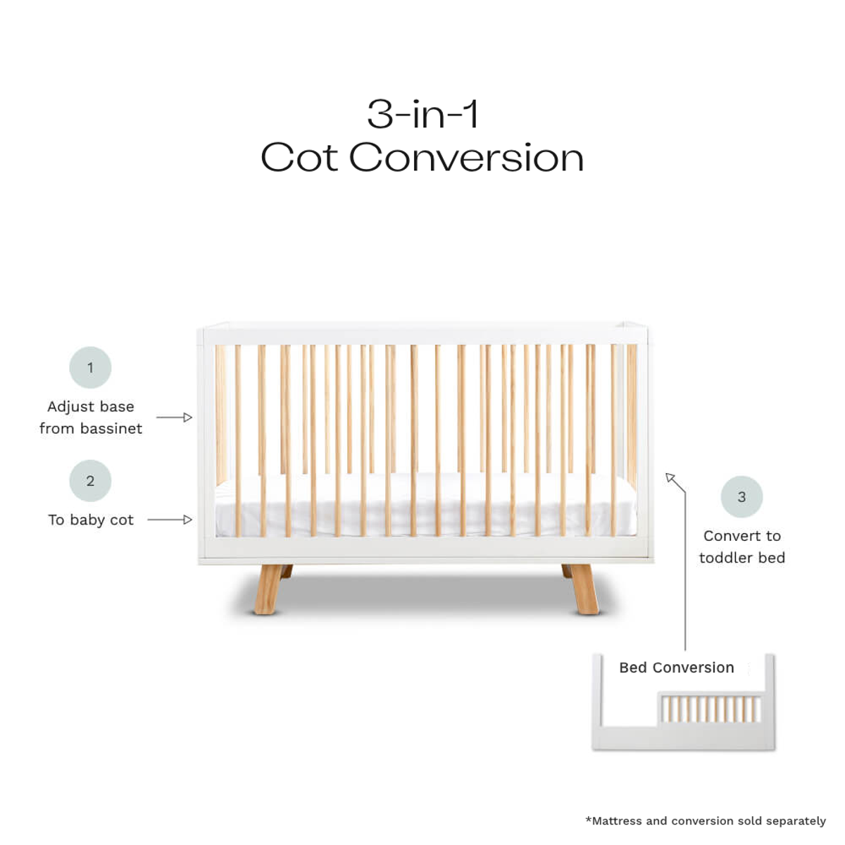 Aspen Classic Cot - White/Natural