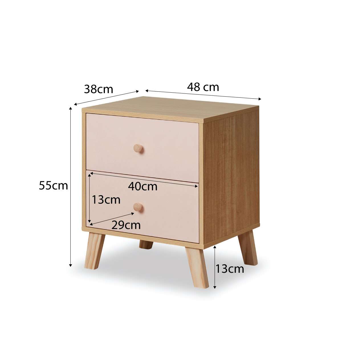 Aspen Bedside Table - Pink - Mocka Australia