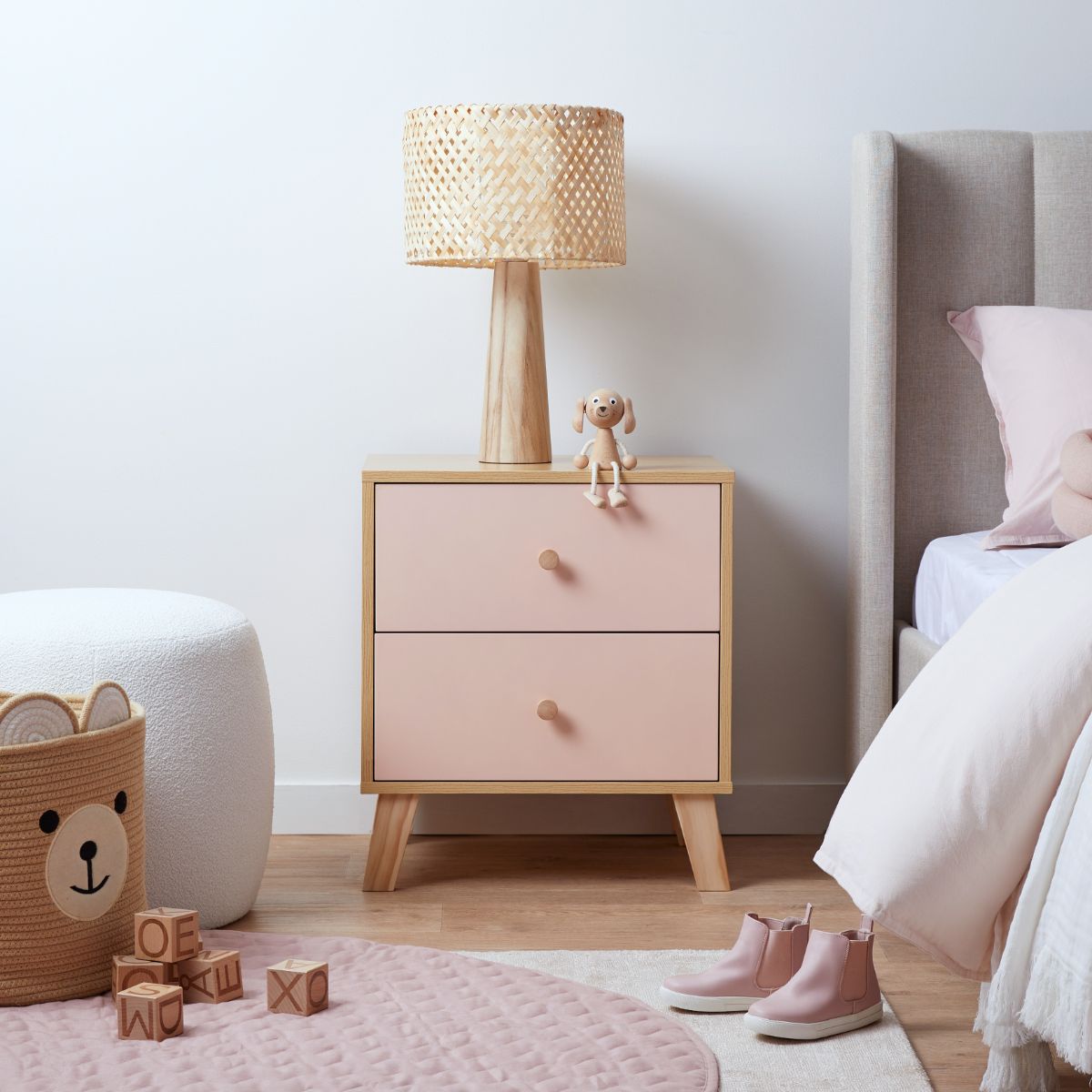 Aspen Bedside Table - Pink - Mocka Australia