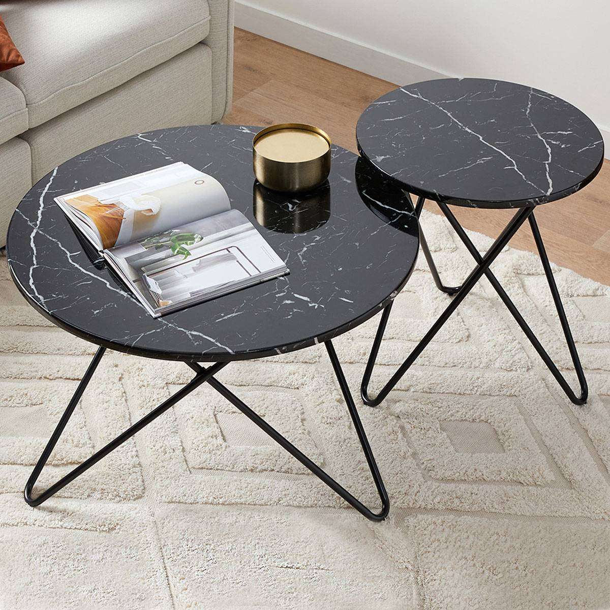 Lewis Coffee Table - Set of 2 - Black - Mocka Australia