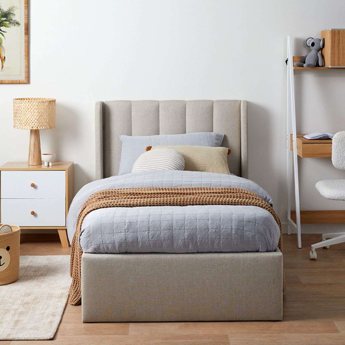 Quinn King Single Bed - Natural - Mocka Australia