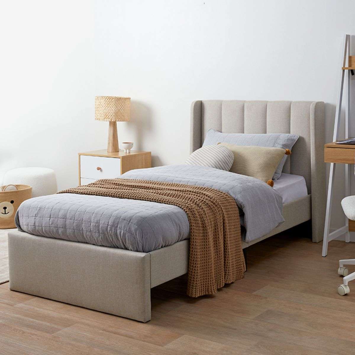 Quinn King Single Bed - Natural - Mocka Australia