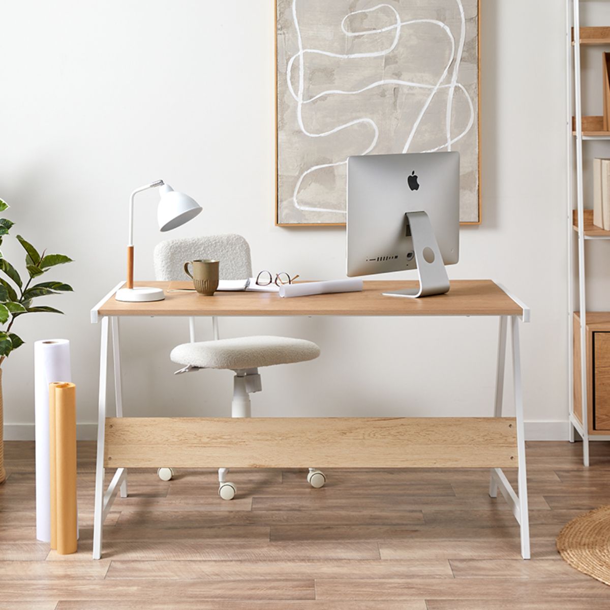 Brixton Trestle Desk - White - Mocka Australia