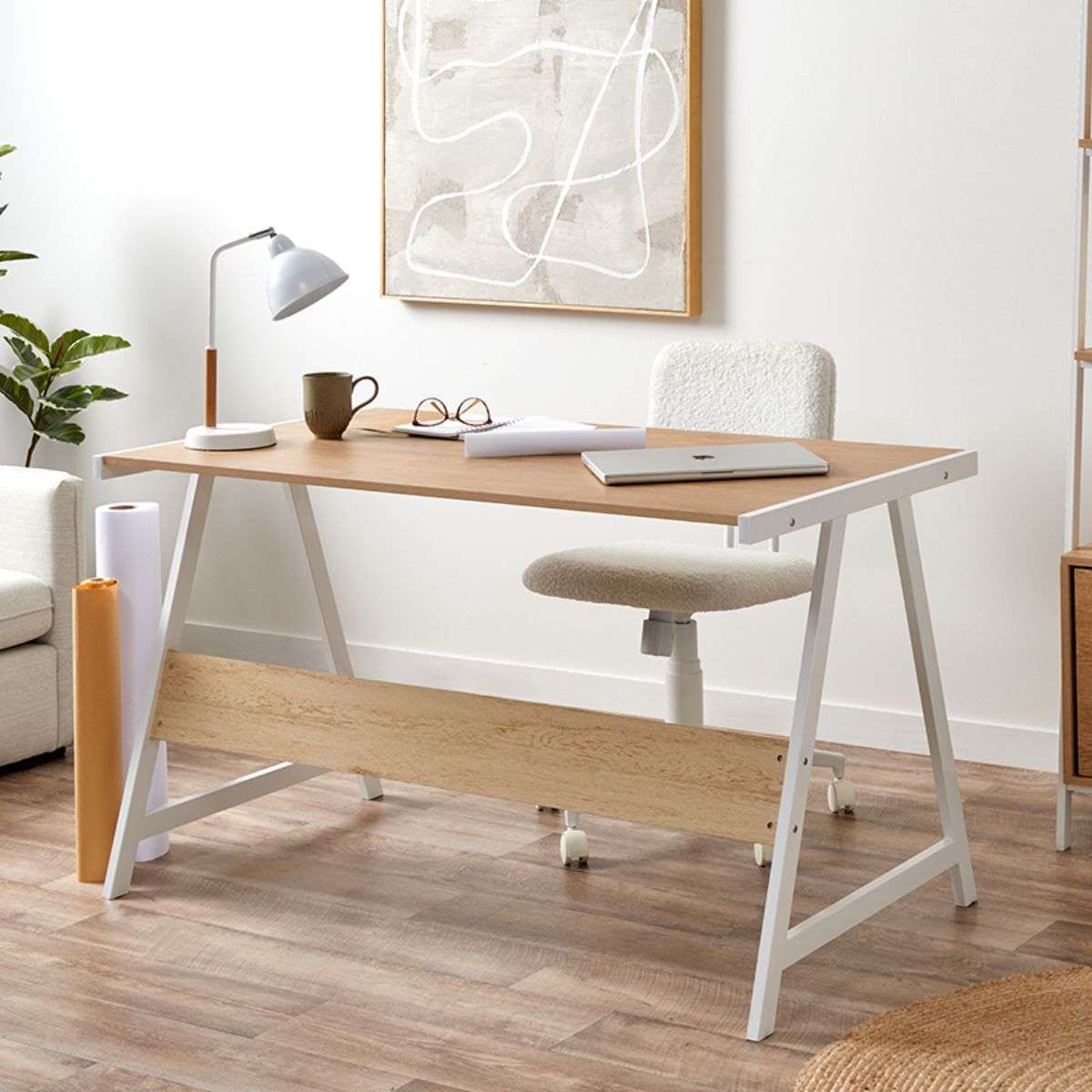 Brixton Trestle Desk - White - Mocka Australia