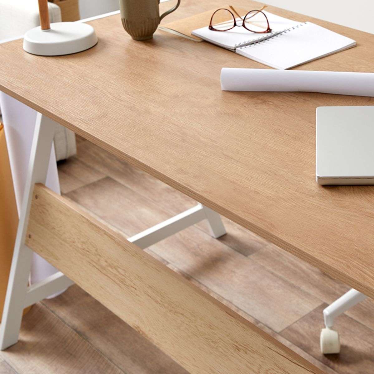 Brixton Trestle Desk - White - Mocka Australia