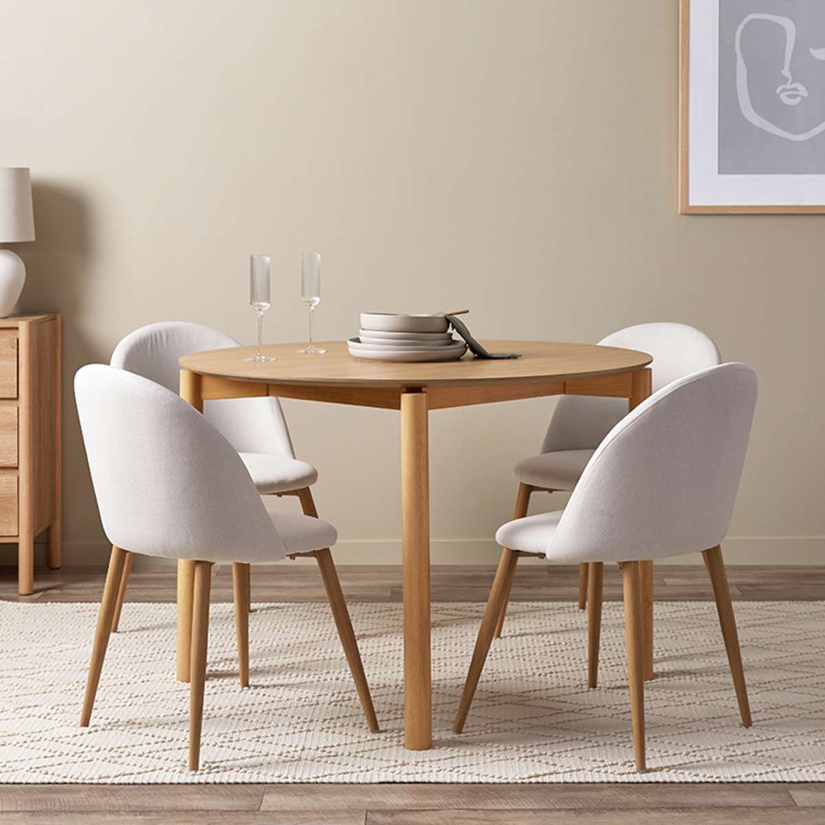 Leon Natural Four Seater Dining Set