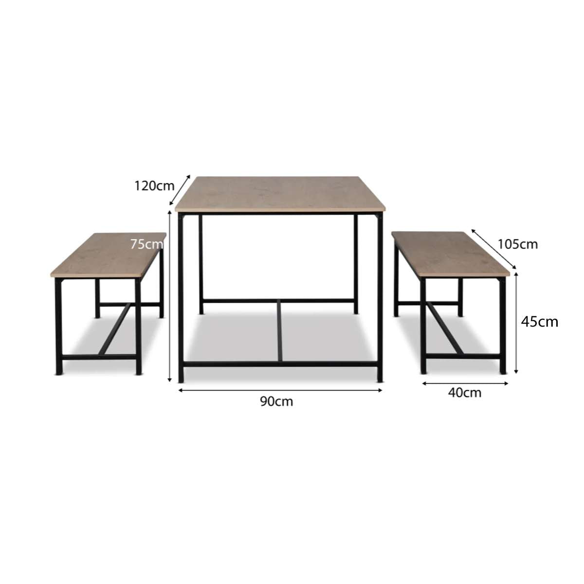 Reese 4 Seater Dining Set - Black