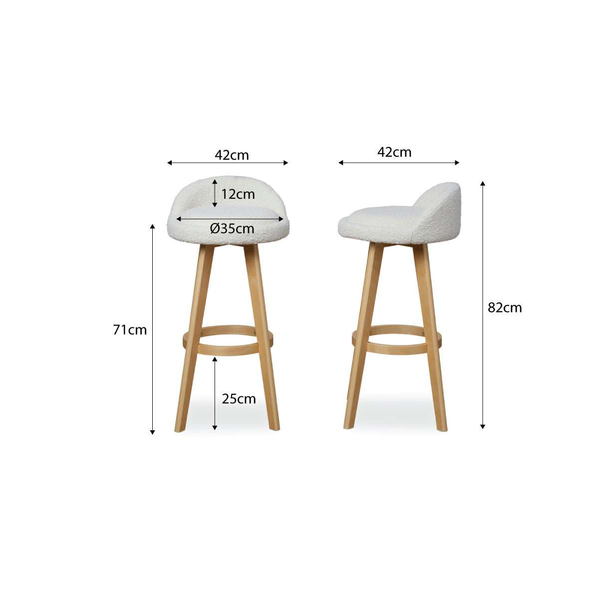 Jamie Bar Stool - Cream Set of Four Bundle