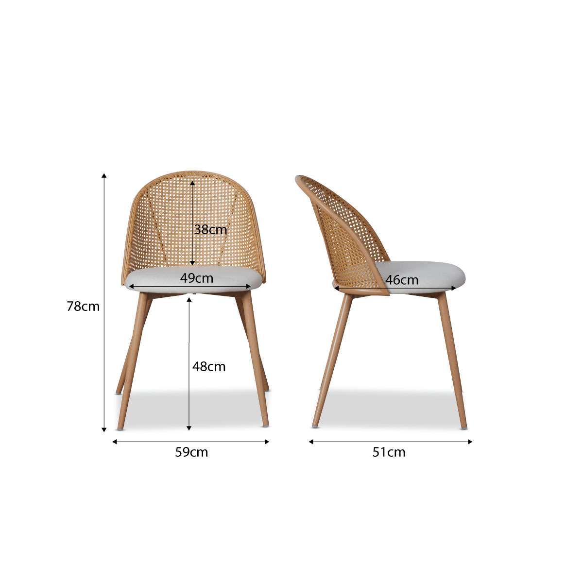 Avila Dining Chair - Natural Set of Four Bundle - Mocka Australia