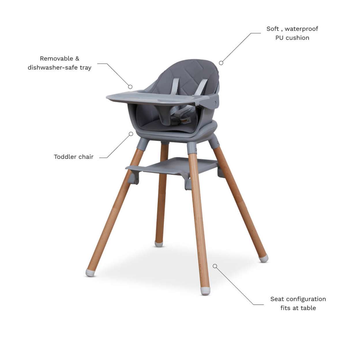 Macey 3-in-1 Highchair - Grey