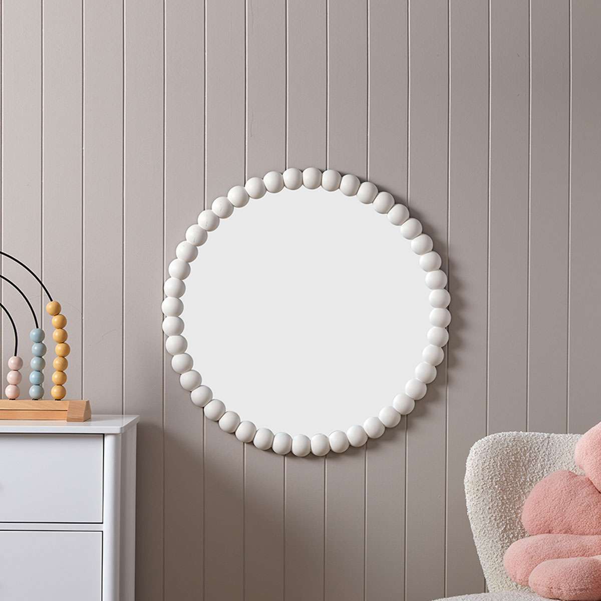 Bobbin Mirror - Round - White
