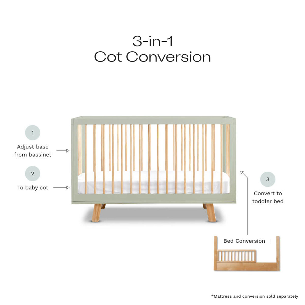 Aspen Classic Cot - Sage/Natural - Mocka Australia