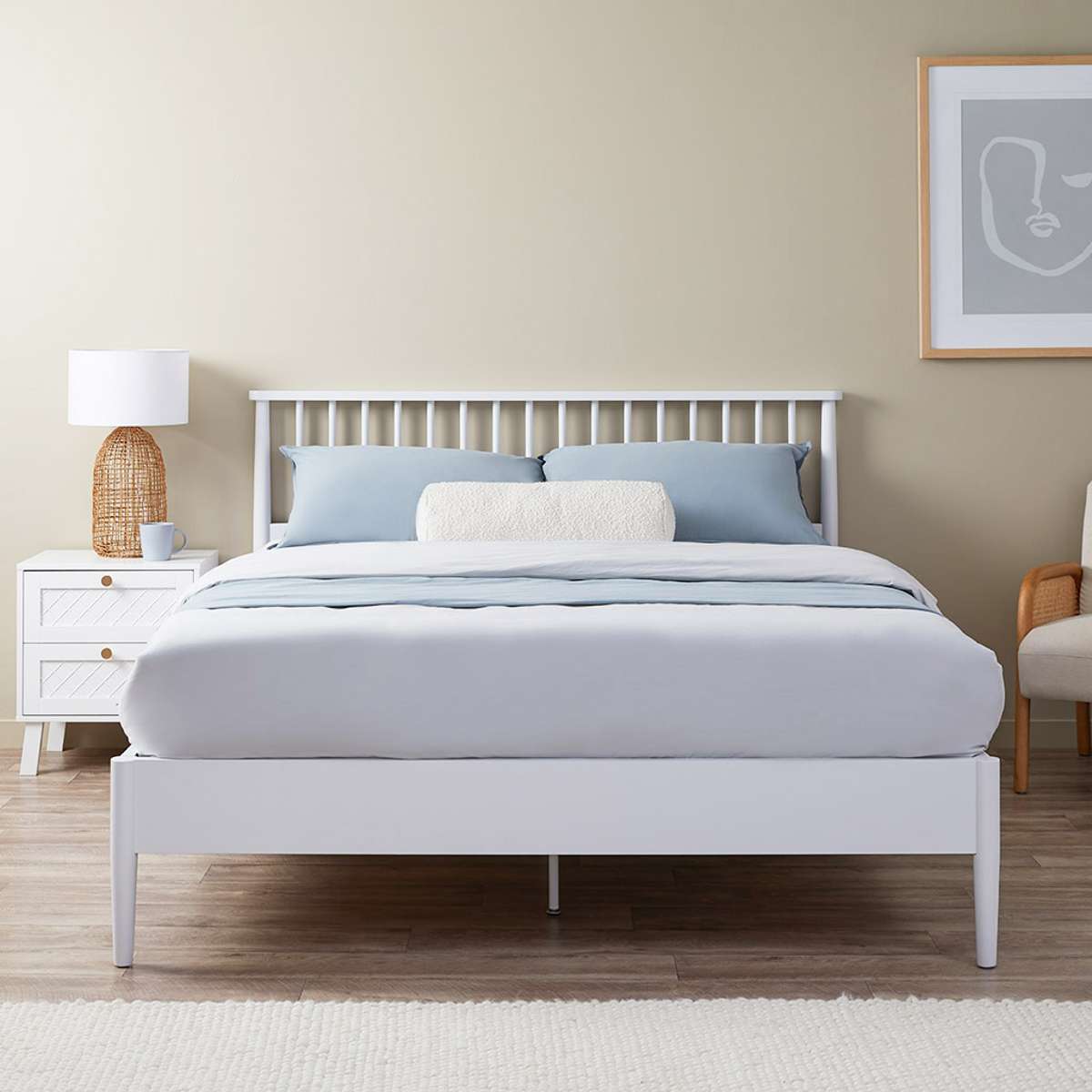 Napier Queen Bed - White