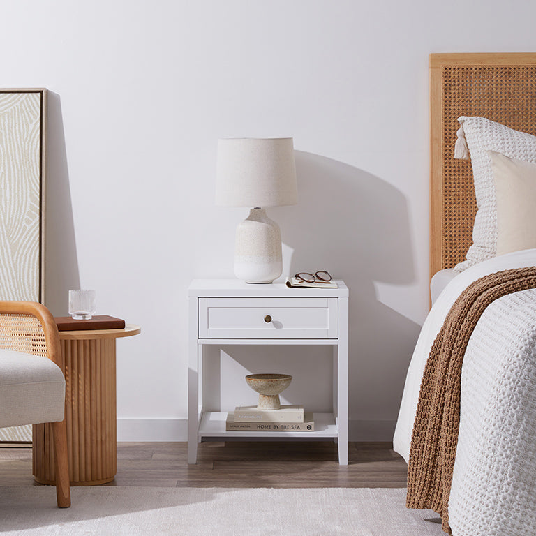 Cove Bedside Table - White - Mocka Australia