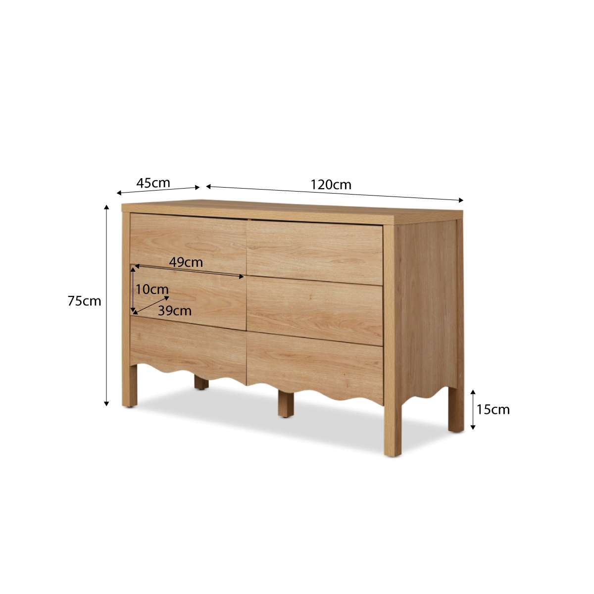 Malena Six Drawer - Natural