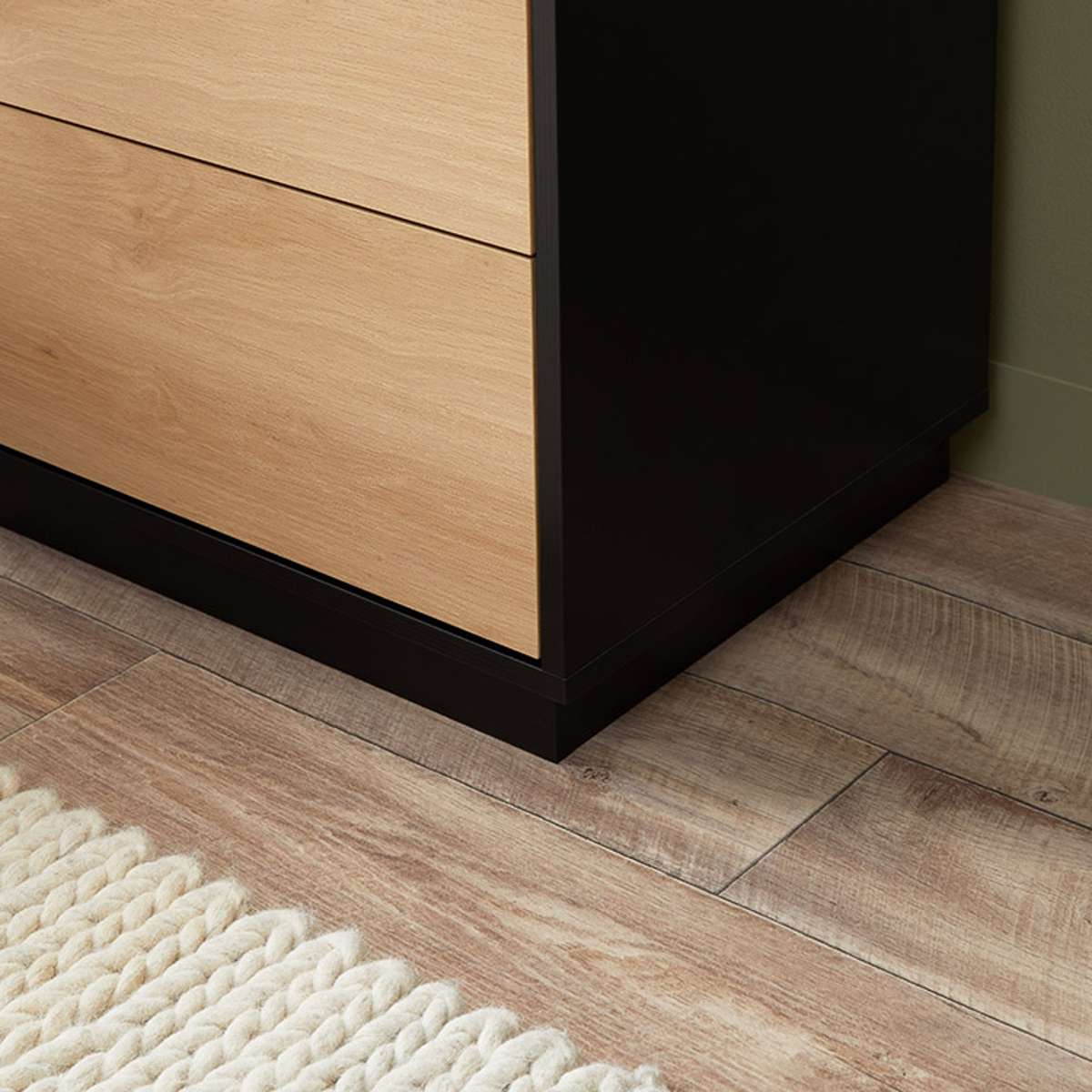 Avoca Two Drawer Bedside Table - Natural/Black